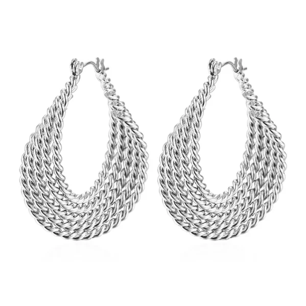 Pendientes Retro Cadena Plateada Chapados En Oro 18K