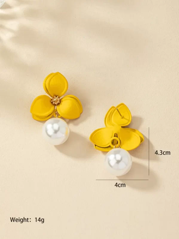 Pendientes Gota Amarillo Flor Dulce Perla - Imagen 2