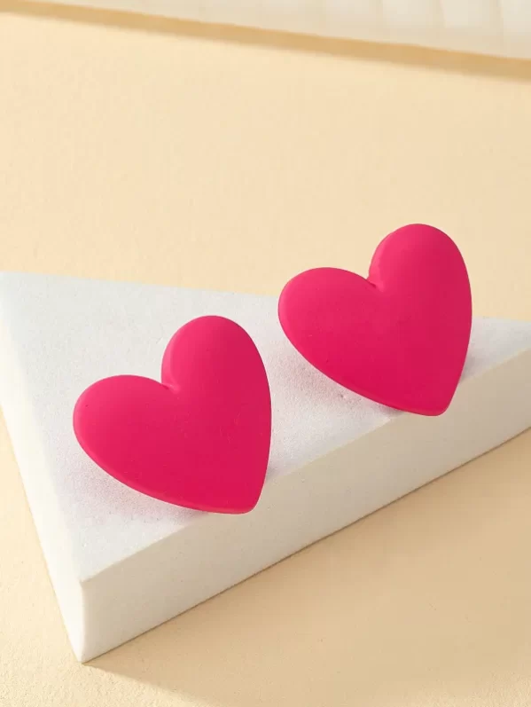 Pendientes Rosa Románticos Forma De Corazón