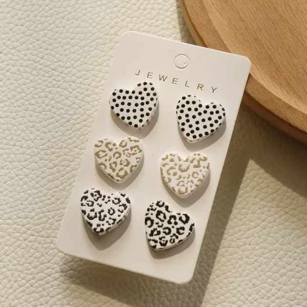 3 Pares De Pendientes San Valentín Estampado Leopardo Acrílico