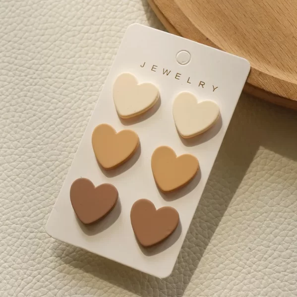 3 Pares De Pendientes San Valentín Beige/Latte/Cafe Acrílico