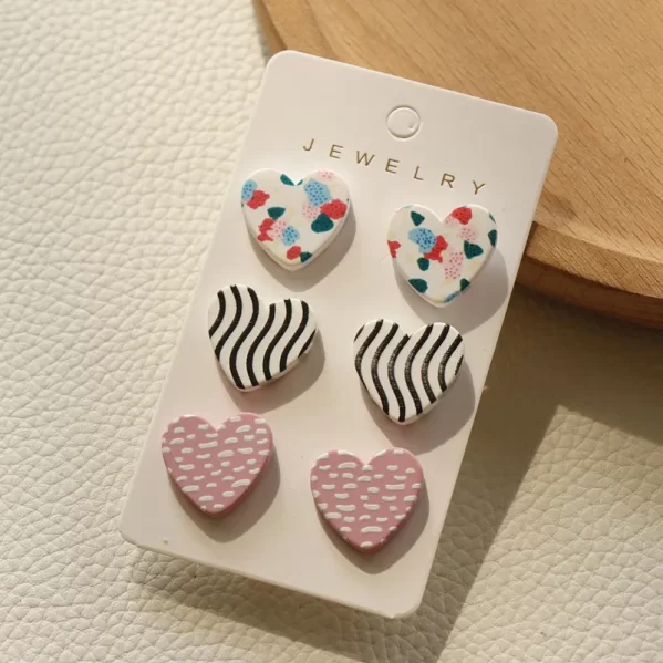 3 Pares De Pendientes San Valentín Estampado Zebra Acrílico