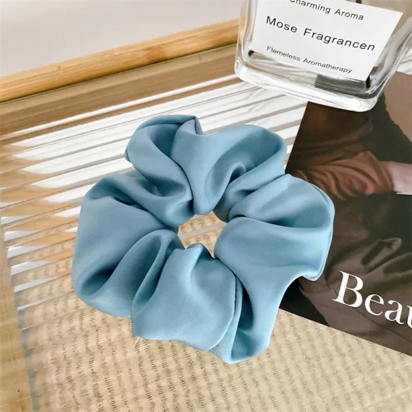 Scrunchie Azul Básico Tela Hecho A Mano