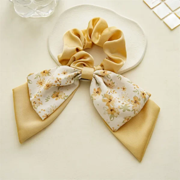 Scrunchie Amarillo Ditsy Floral Con Cinta Larga