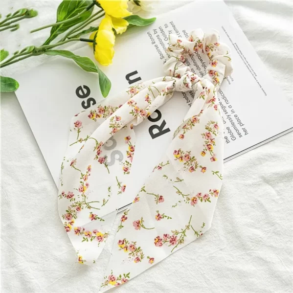 Scrunchie Blanco/Amarillo Floral Ditsy