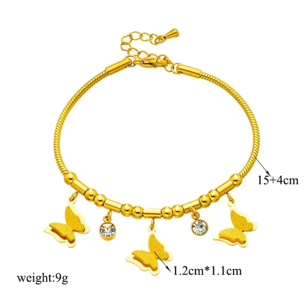 Pulsera Estilo Coreano Mariposa Acero Inoxidable Chapado en oro de 18k - Imagen 3