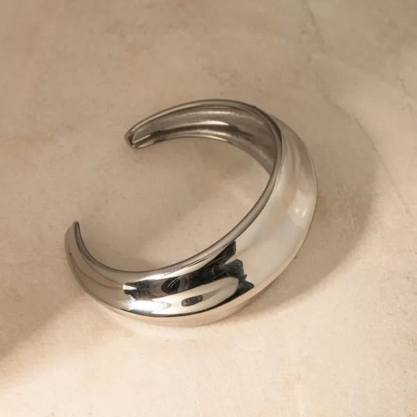 Brazalete Plata De Acero Inoxidable - Imagen 2