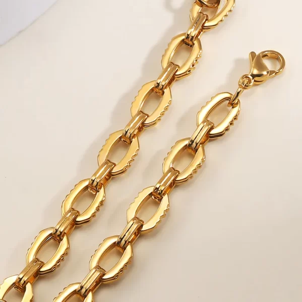 Pulsera De Cadena Dorada Acero Inoxidable Chapado en oro de 18k - Imagen 2