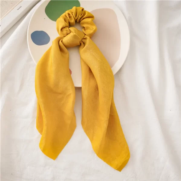 Scrunchie De Liga Amarillo Mostaza Simple De Saten