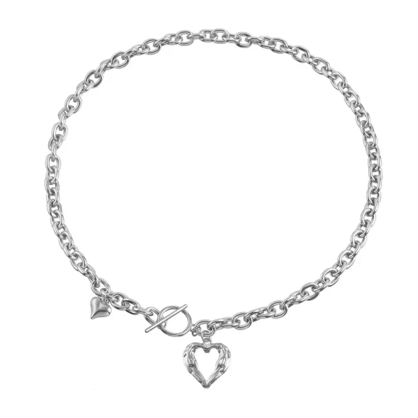 Collar Plata Clasico Colgante De Corazon Aleación - Imagen 2