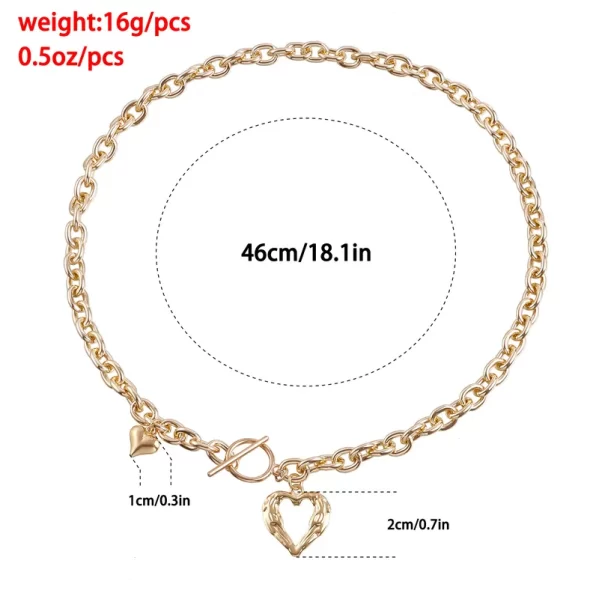 Collar Oro Clasico Colgante De Corazon Aleación - Imagen 2