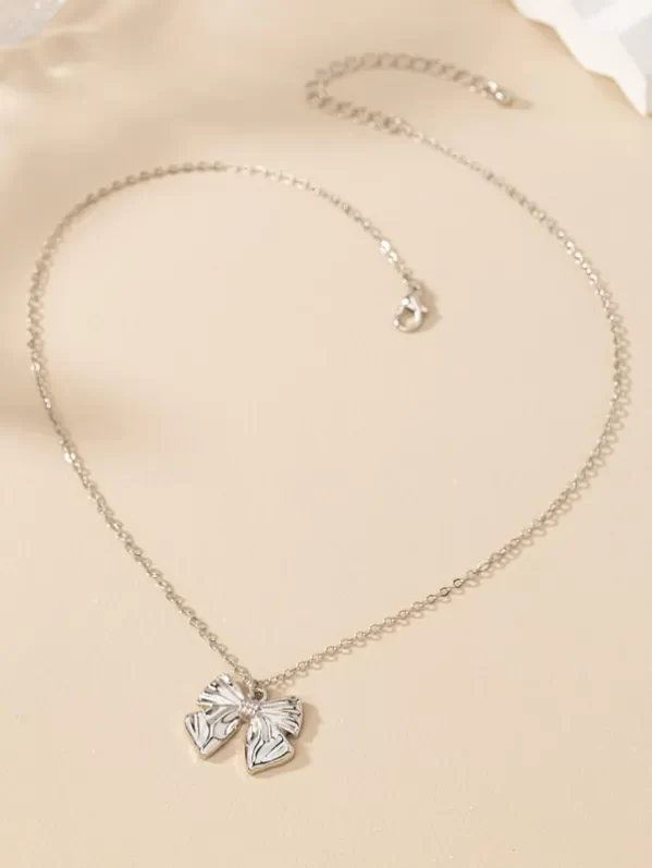 Collar Plata Clásico Nudo De Lazo Aleación