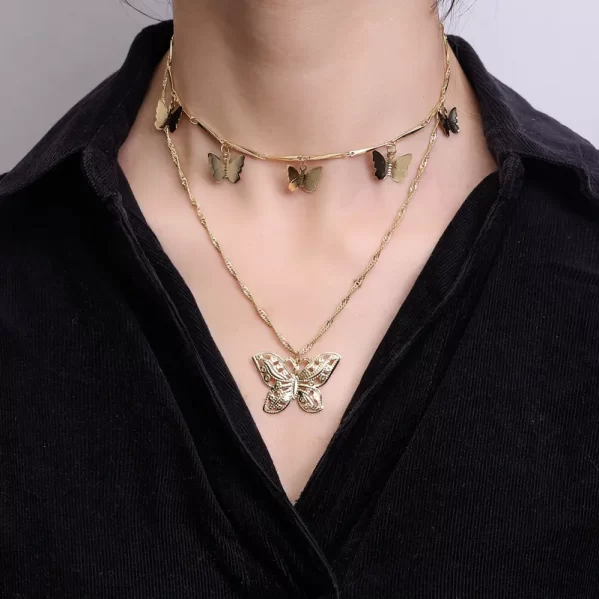 Collar En Capas De Mariposas Aleación
