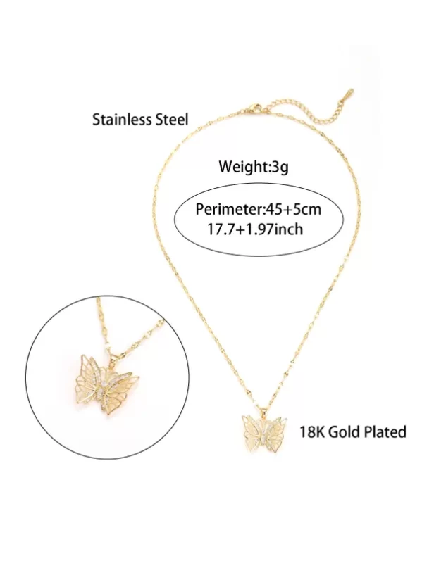 Collar Cadena Mariposa Acero Inoxidable - Imagen 2