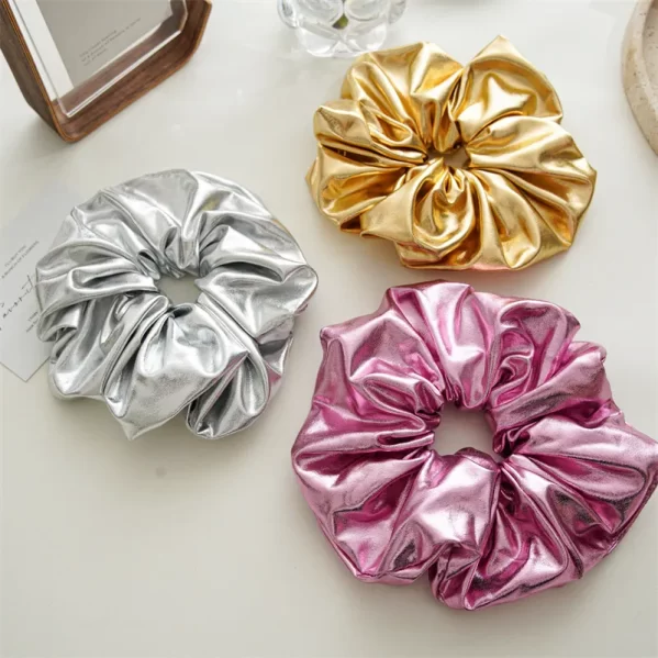 Scrunchie Plata Metalico Retro - Imagen 2