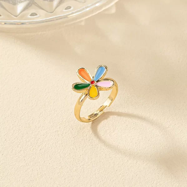 Anillo Retro Flor Colorida