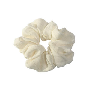 Scrunchie Beige Flor De Seda Estilo Coreano