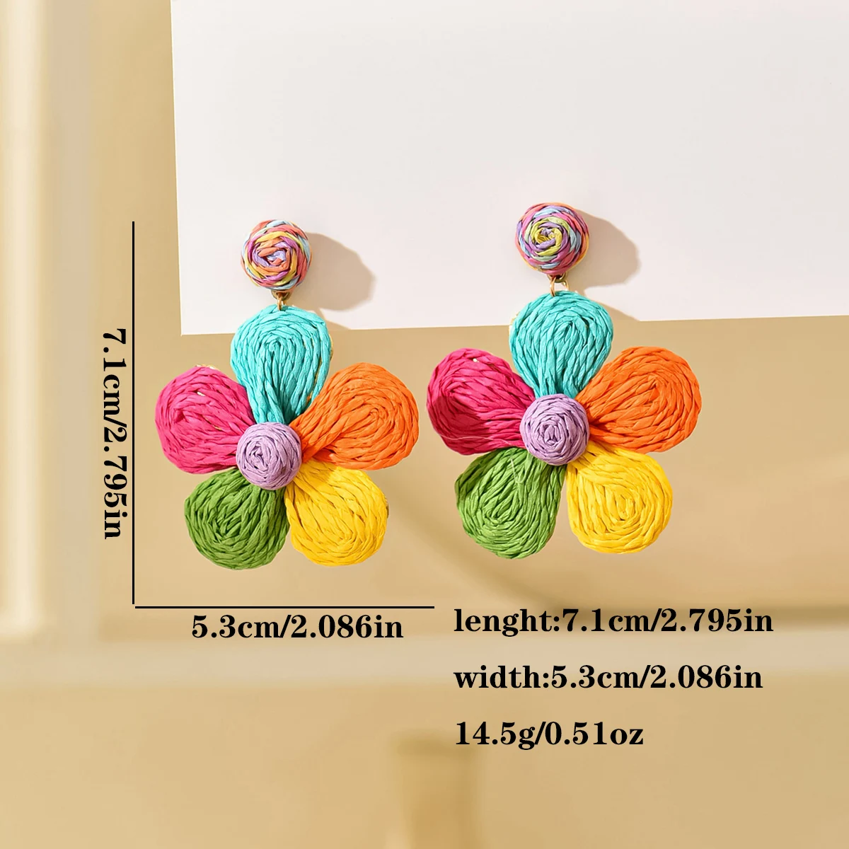 Pendientes Colgantes De Flores Bohemias Hechos A Mano - Imagen 2