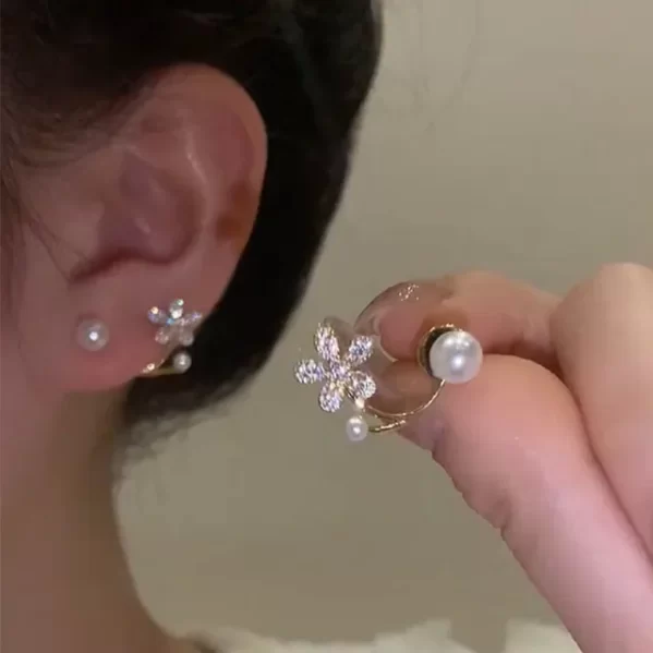 Pendientes De Botón De Perlas De Flor