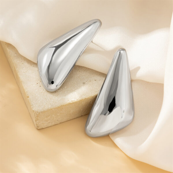 Pendientes Geométricos Triangulares Plata - Imagen 3