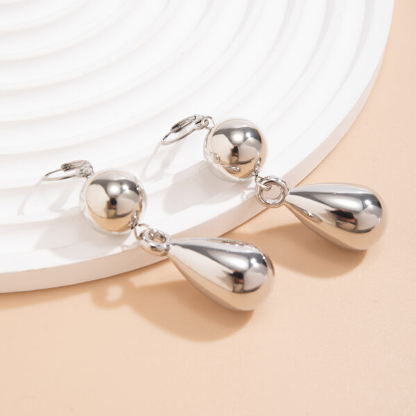 Pendientes De Gota Doble Circulo Plata - Imagen 2
