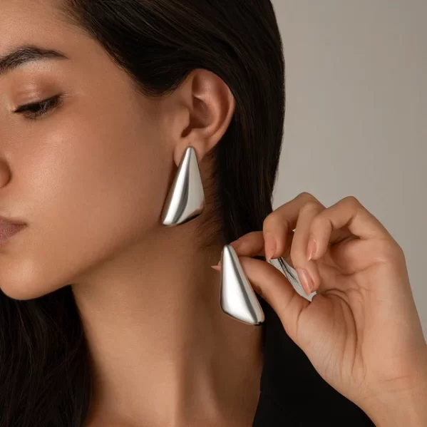 Pendientes Geométricos Triangulares Plata
