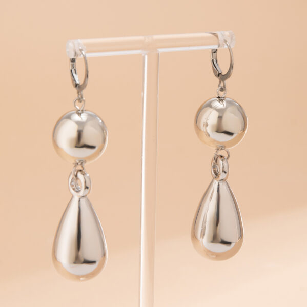 Pendientes De Gota Doble Circulo Plata - Imagen 3