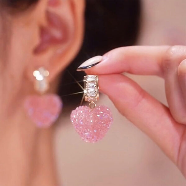 Pendientes De Corazón Adiamantado Rosados