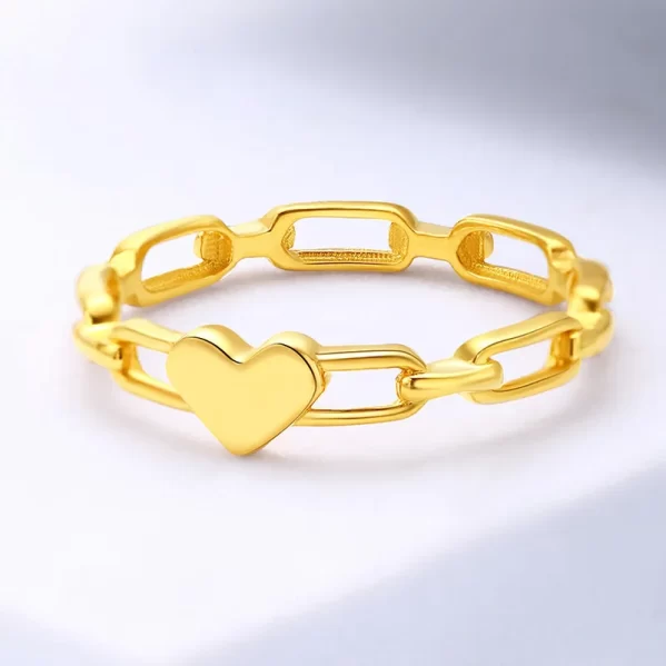 Anillo Casual # 6 Forma De Corazón Acero Titanio - Imagen 4