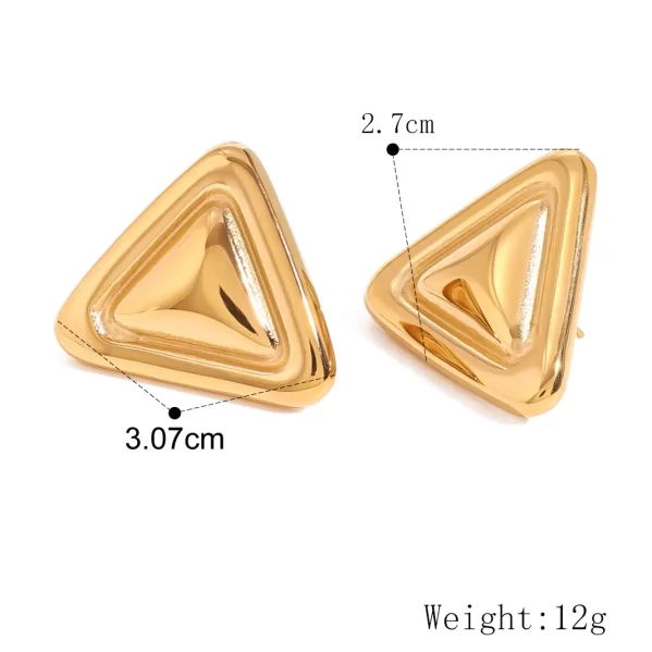 Aretes Triángulo Chunky Dorados Acero Inox+Chapado de Oro 18K - Imagen 3