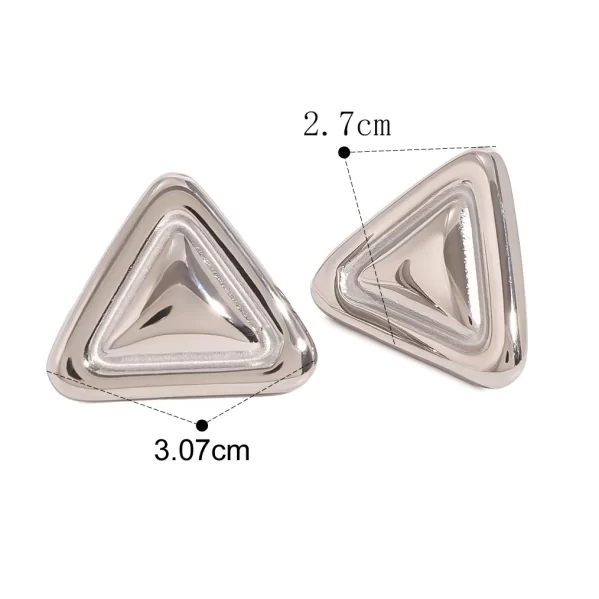 Aretes Triángulo Chunky Bicolor Acero Inox+Chapado de Oro 18K - Imagen 3