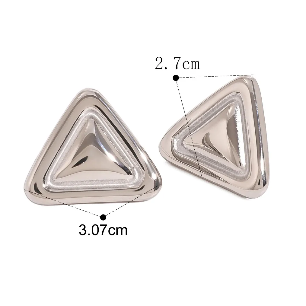 Aretes Triángulo Chunky Bicolor Acero Inox+Chapado de Oro 18K - Imagen 3