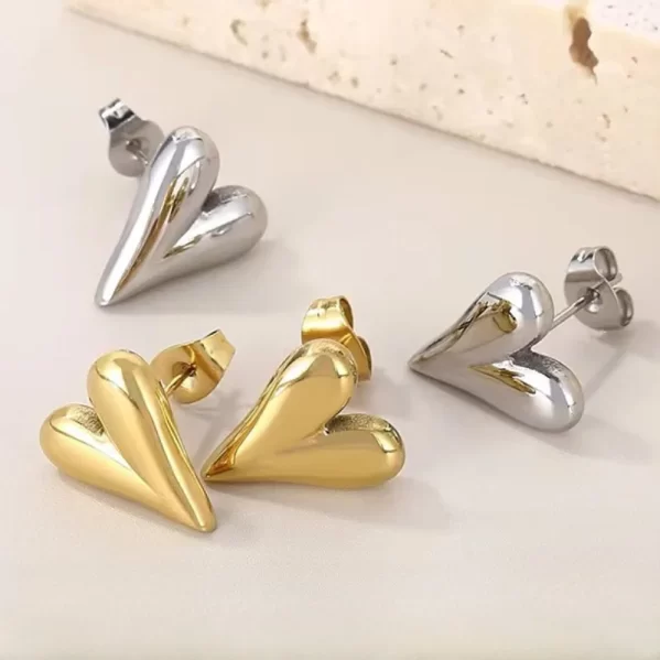 Pendientes De Gota Corazón Oro Acero De Titanio