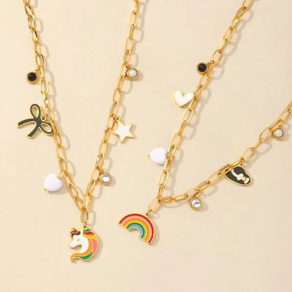 Collar Caballo Acero Inoxidabel Chapados En Oro De 18K - Imagen 3