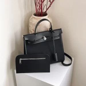 Bolso Estilo Herbag Con Cartera Negro