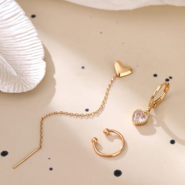 Set Elegance Hearts – Juego de Pendientes y Piercing en Cobre - Imagen 2