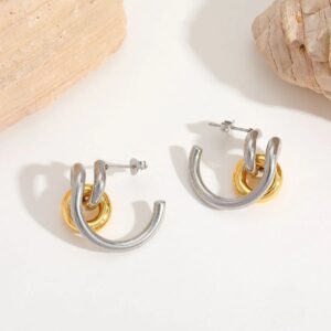 Aretes Golden Flow 18K – Irregular en Acero 304 Plata