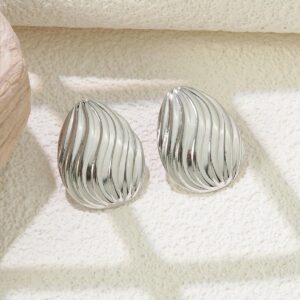 Spiral Wave Drops – Acero Inoxidable 304 Oro Imitación Pendientes Plata