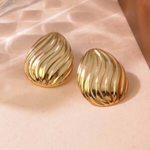 Spiral Wave Drops – Acero Inoxidable 304 Oro Imitación Pendientes Oro
