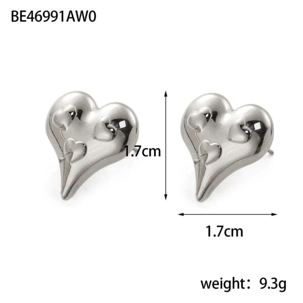 Aretes Mini Hearts – Corazones Plateados en Acero Inoxidable 304 - Imagen 2