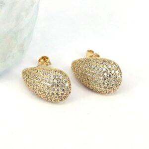 Aretes Drop Glow Gold – Gota Dorada con Circón 18K
