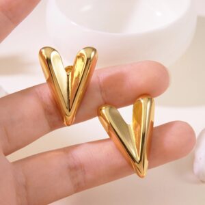 Bunny Ear Heart – Pendientes de Corazón en Acero Inoxidable 304 Oro Imitación