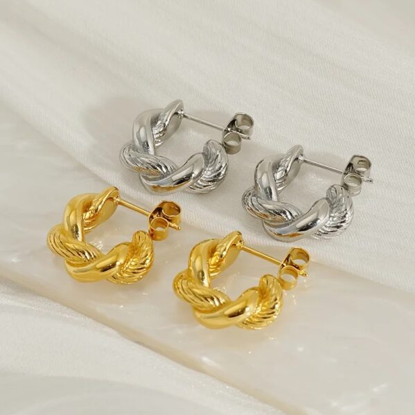 Aretes Twist Vintage 18K – Plateado - Imagen 2