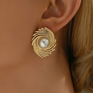 Aretes Sunshine Perla – Diseño Hawaiano en Acero Inoxidable y Chapado en Oro 18K