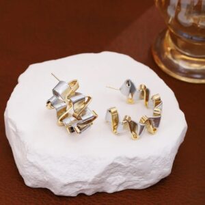 Aretes GeoBeat Plata - Estilo Vintage Urbano en Aleación