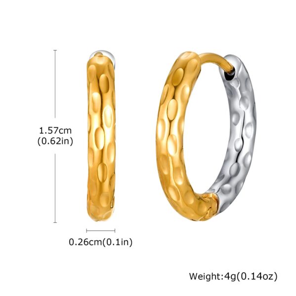 Aretes Duo Classic – Aros Redondos Bicolor en Acero Inoxidable 18K - Imagen 2