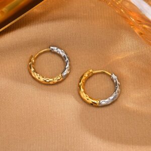 Aretes Duo Classic – Aros Redondos Bicolor en Acero Inoxidable 18K