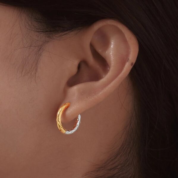 Aretes Duo Classic – Aros Redondos Bicolor en Acero Inoxidable 18K - Imagen 4