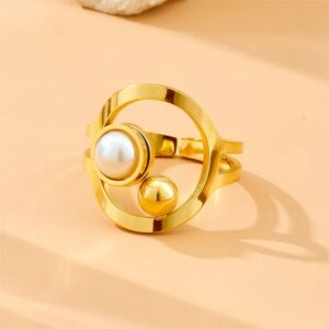 Anillo Orbe Acero Inoxidanle Oro Chapado 18K