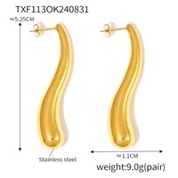 Drip Gold – Aretes Gota Larga en Acero Inoxidable 304 Chapado en Oro 18K Oro
